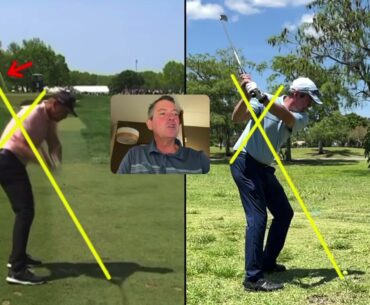 Bryson DeChambeau swinging on a single plane. Comparison with Kirk Junge.