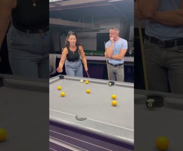 When you think you’ve got her snookered 😳. #8ballpool #8ball #billiards #tricks #women #skills