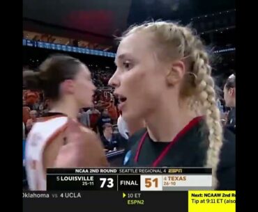 This exchange between Hailey Van Lith & Sonya Morris after Louisville's win over Texas 👀