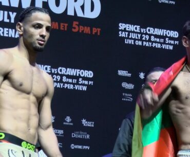 Yoenis Tellez & Sergio Garcia hit the scales as part of the Spence vs. Crawford undercard