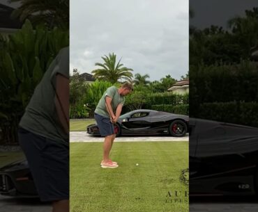Chipping through a Ferrari window is insane!! #golf #ferrari #shorts