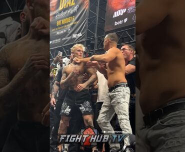 HEATED Nate Diaz PUTS HANDS on Jake Paul in FINAL face off at weigh ins!