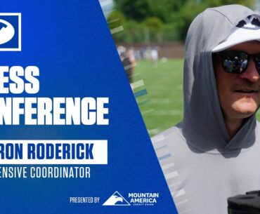 Aaron Roderick talks with the media after a practice | BYU Football | August 15, 2023