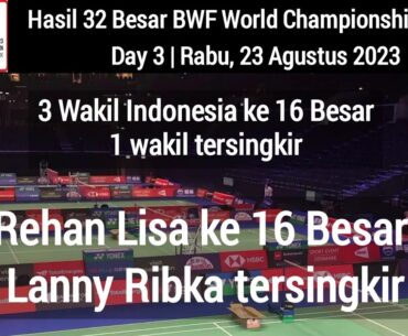 Hasil 32 Besar BWF World Championships 2023 Day 3 | Rehan Lisa ke 16 Besar | Lanny Ribka tersingkir