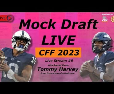 College Fantasy Football 2023 Mock Draft Live-Stream #9 w/ Tommy Harvey from DynastyProsFootball.com