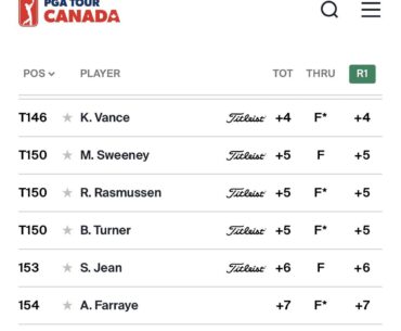 Micah in solo last by 2 strokes after day one in the Osprey Open Canadian Tour Event