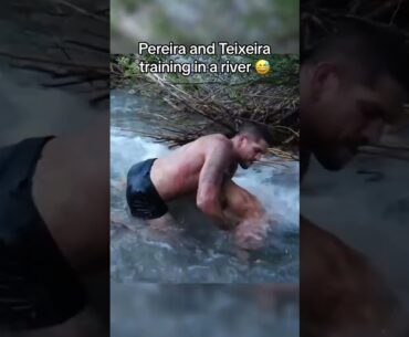 Pereira and Teixeira training in a river 😅 (via alexpoatanpereira)