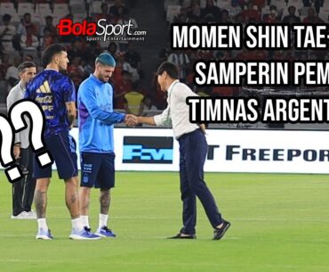 Momen Pelatih Timnas Indonesia Shin Tae-yong Samperin Pemain Timnas Argentina Sebelum Bertanding