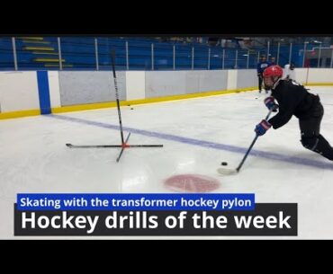 Skating with the transformer hockey pylons / hockey drills of the week