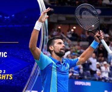 Laslo Djere vs. Novak Djokovic Highlights | 2023 US Open Round 3
