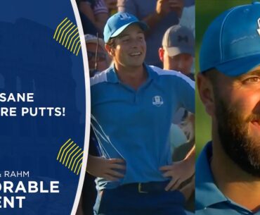 Hovland Sinks Long Putt on 18th to Tie Match, Rahm Does the Same! | 2023 Ryder Cup