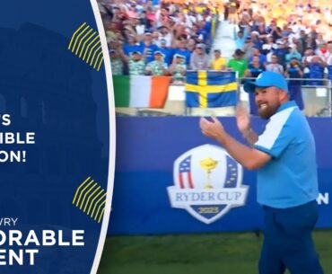 Shane Lowry's Incredible Reaction to Hovland's Chip-in | Ryder Cup 2023