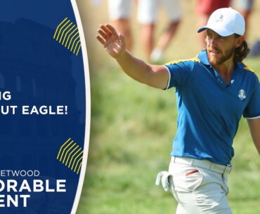 Tommy Fleetwood Holes an Incredible Bunker Shot for Eagle! | 2023 Ryder Cup