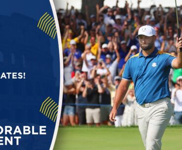 Rahm Celebrates Snatching a Half Against Scheffler | 2023 Ryder Cup