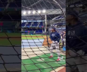 53 years old Ken Griffey Jr hitting a BOMB 💣 in WBC batting practice #worldbaseballclassic2023 #usa