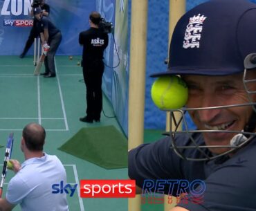 Andrew Strauss hits Nasser Hussain in the head with a tennis ball