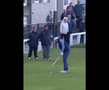 Mark Noble hitting it onto the 18th green at the Old Course during the 2022 #dunhilllinks ⚒️