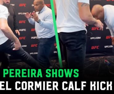 Alex Pereira shows Daniel Cormier his famous calf kick: "That's why I'd always wrestle!"