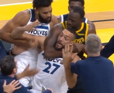 Draymond Green headlocks Rudy Gobert after Klay Thompson and Jaden McDaniels fight 😳