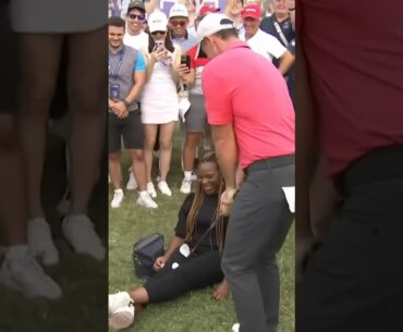 Rory McIlroy's ball lands in fan's LAP! 😂