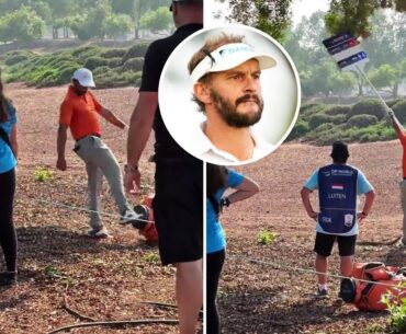 Joost Luiten tour pro lose his mind after he gets not one, not two, but three clubs stuck in a tree