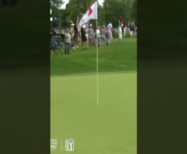 Matsuyama with a cracker of an approach shot! #golf #golfswing #shorts