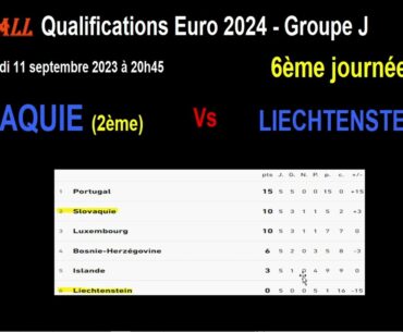 SLOVAQUIE - LIECHTENSTEIN : qualifications Euro 2024 Groupe J - Football - 6ème journée - 11/09/2023