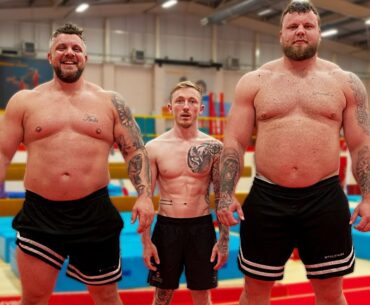 The WORLD'S STRONGEST MEN do GYMNASTICS (Heaviest Ever Backflip!!)