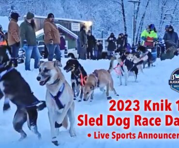 Knik 100 Day 2 - Alaskan Husky Sled Dog Race at the Knik Bar near Settler's Bay - Live Broadcast