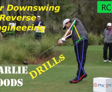 Charlie Woods Golf Driver Swing Downswing Drills Slow Motion Reverse Engineering 2023 PNC