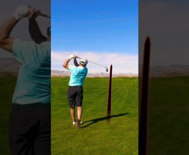 Firefighter Captain Steve with a good 3 hybrid approach #golf #shorts