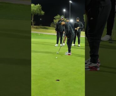 Night golf play a hole with us. Cal is getting hot with the flat stick. #golf #golfswing #golftips