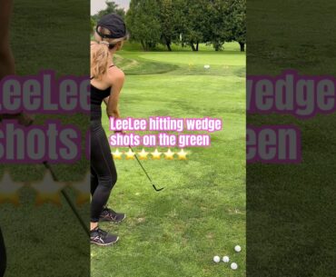 LeeLee hitting wedge shots onto the green ⭐️⭐️⭐️⭐️⭐️#golfgirl #golfpractice #golfer #golflife #golf
