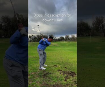 1. Weight on left side 2. Match spine angle to slope. 3.ball slightly more forward. #golf #golfer