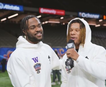 Washington’s Cameron Davis plays reporter at Sugar Bowl media day | 2023 Sugar Bowl