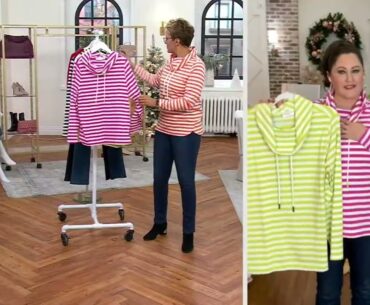 Belle by Kim Gravel TripleLuxe Knit Stripe Funnel Neck Top on QVC