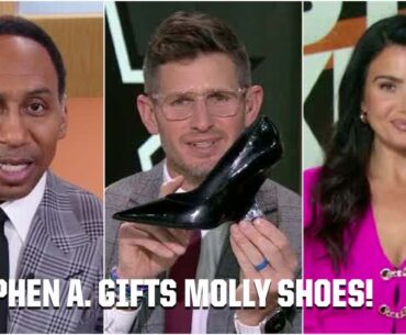 Stephen A. gifted Molly Qerim a pair of shoes for losing his bet 👠 | First Take
