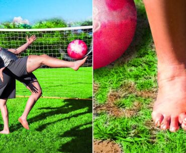 Playing Soccer But With A Bowling Ball!