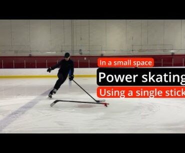 Power skating using a single stick