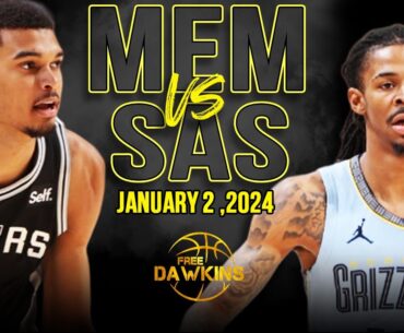 Memphis Grizzlies vs San Antonio Spurs Full Game Highlights | January 2, 2024 | FreeDawkins