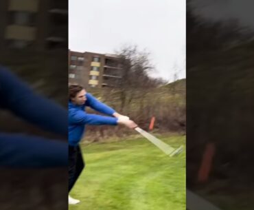 He hit a golf ball like a baseball!! #golf #baseball #fyp #shorts #homerun