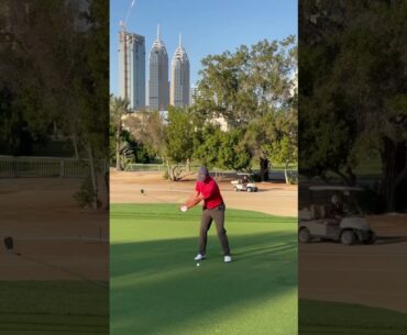 Adam Scott practises in Dubai ahead of the Hero Dubai Desert Classic