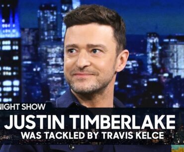 Justin Timberlake Was Tackled by Travis Kelce at a Golf Invitational | The Tonight Show