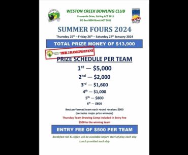 Weston Creek Summer Fours: Game 3