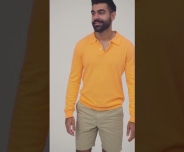 Farlane Custom Rib-Knit Long Sleeve Polo Shirt by CLIFTON