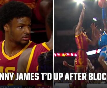 Bronny James gets TECHNICAL FOUL after monster block vs. UCLA | ESPN College Basketball