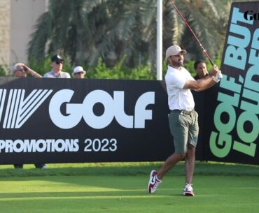 Opening tee shots of round two in the LIV Golf Promotions