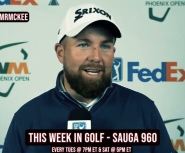 Shane Lowry jokingly tells a group of fans to go home because of the poor weather conditions