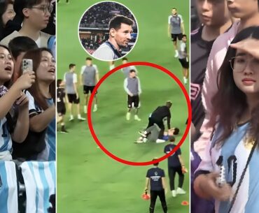 Messi reaction to the pitch invader and Hong Kong fans
