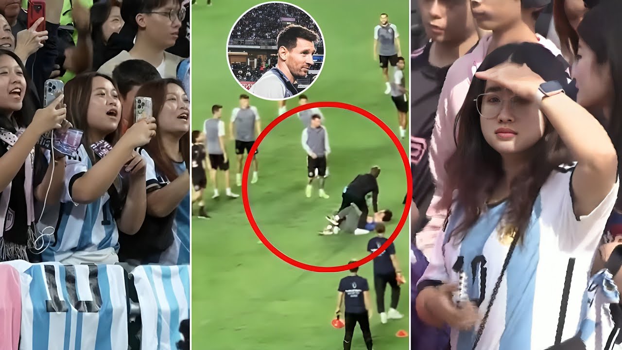 Messi reaction to the pitch invader and Hong Kong fans Messi reaction to the pitch invader and Hong Kong fans